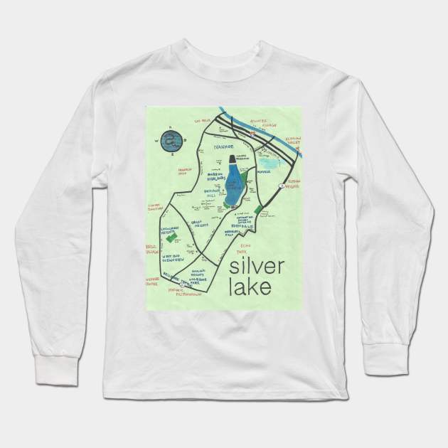 Silver Lake Long Sleeve T-Shirt by PendersleighAndSonsCartography